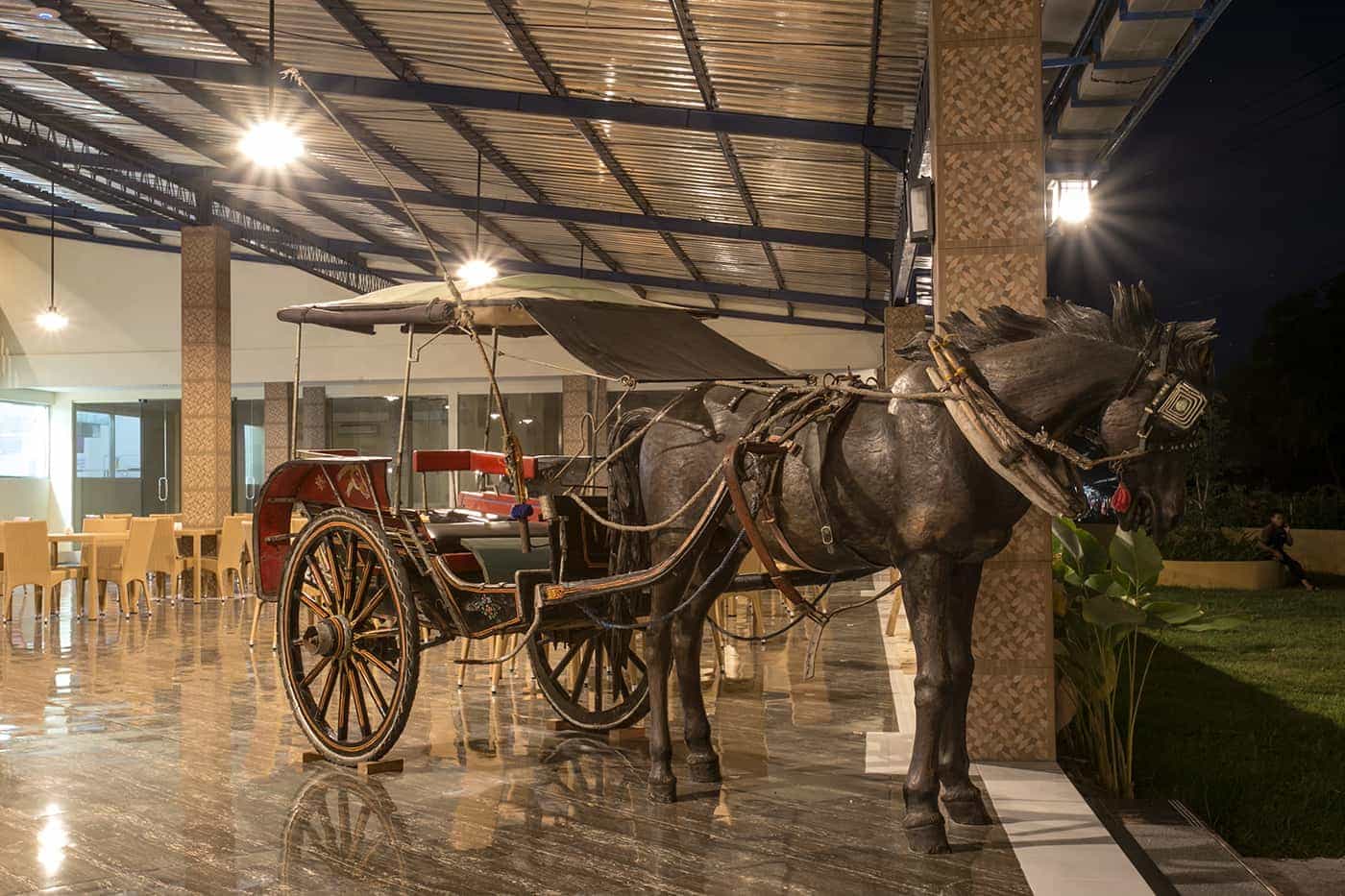Evening lobby view at Hotel Ombak Paradise in the Gili Islands of Lombok Indonesia